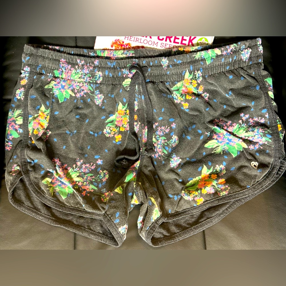 Black floral shorts